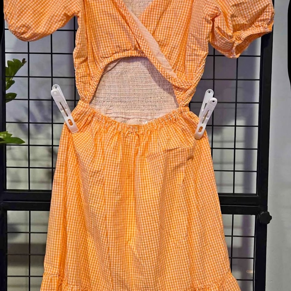 Orange Gingham Maxi Dress